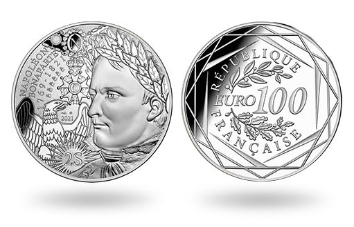 На 200-летнюю годовщину со дня смерти Наполеона Франция выпустила две серебряные монеты